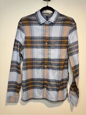 Lululemon Mason's Peak Gray Orange Flannel Button-Up Shirt Men's Size Medium